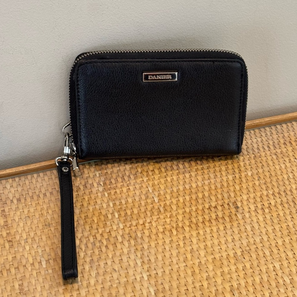 Danier Leather black wristlet wallet as new!
